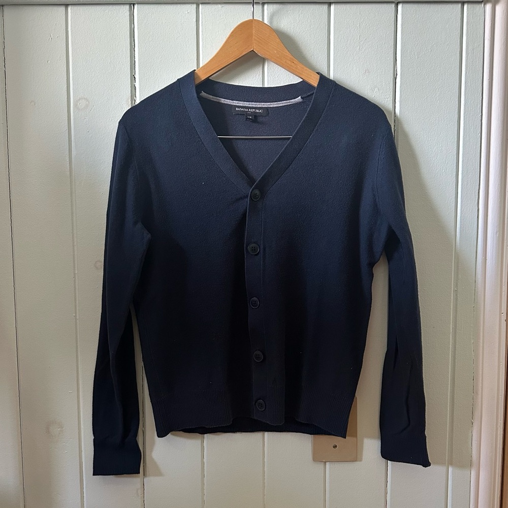 Banana Republic Factory Men's Navy V-Neck Button Cardigan XS